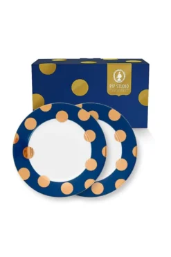 Set/2 Frühstücksteller Dot Delight Navy/Gold 21cm