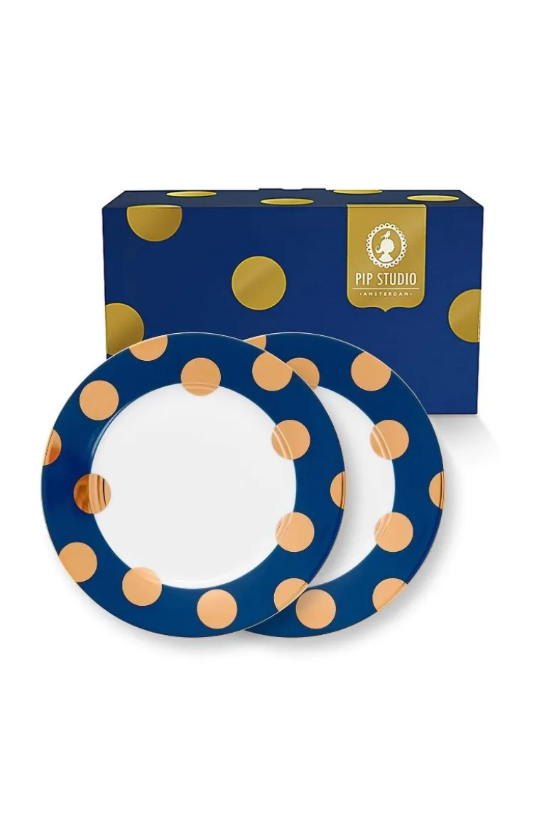 Set/2 Frühstücksteller Dot Delight Navy/Gold 21cm