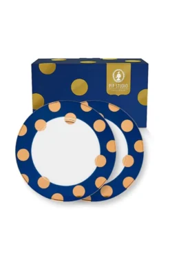 Set/2 Frühstücksteller Dot Delight Navy/Gold 23cm