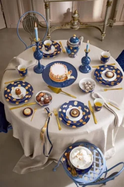Set/2 Frühstücksteller Dot Delight Navy/Gold 23cm