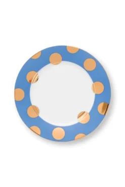 Set/2 Frühstücksteller Dot Delight Hellblau/Gold 21cm