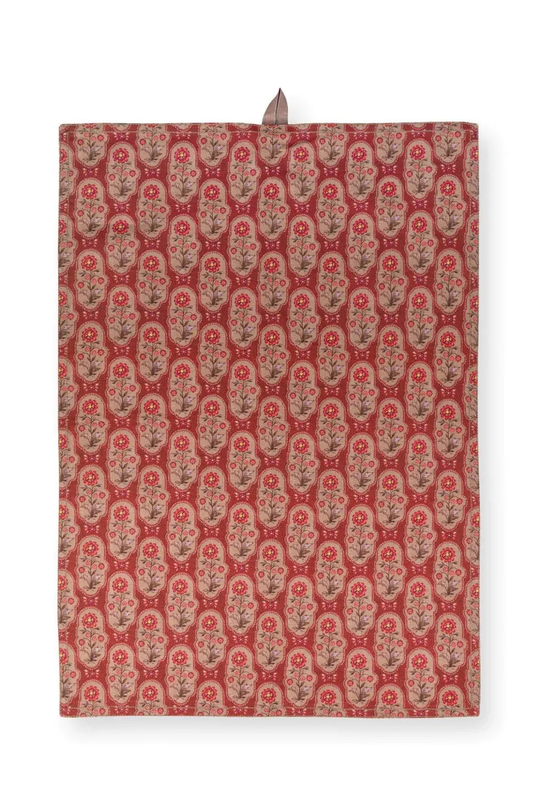 Set/2 Geschirrtüchern Blooming Tales Bustani-Pashmina Dunkelrot