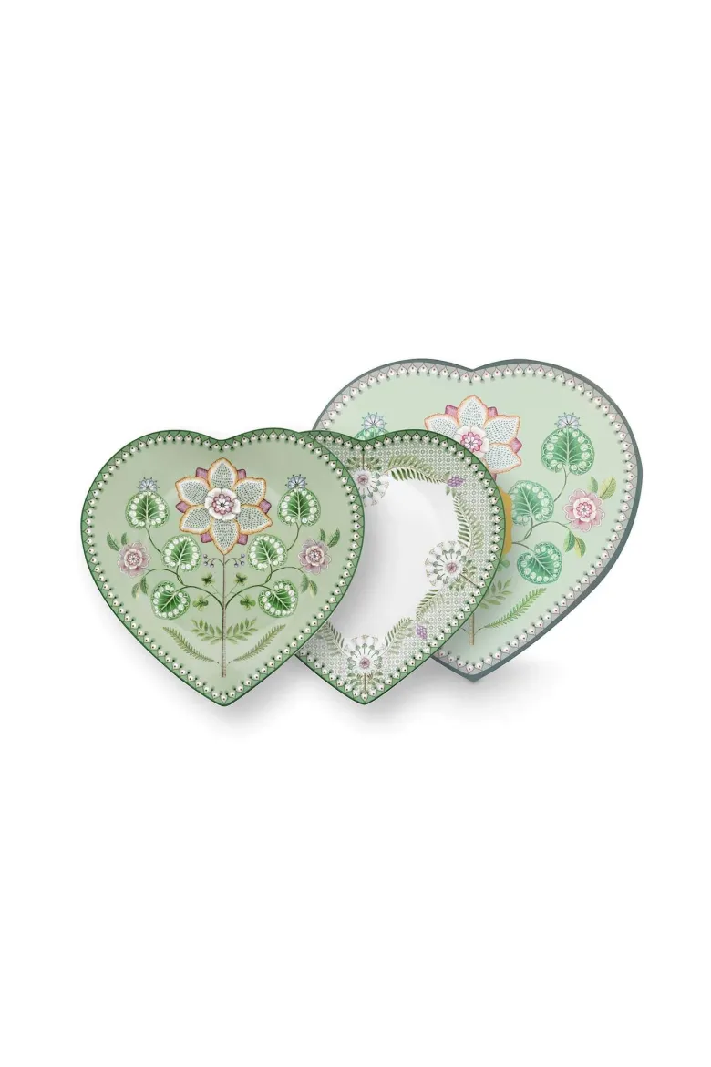 Set/2 Herz Form Teller Lily&Lotus Hell Grün 21.5cm