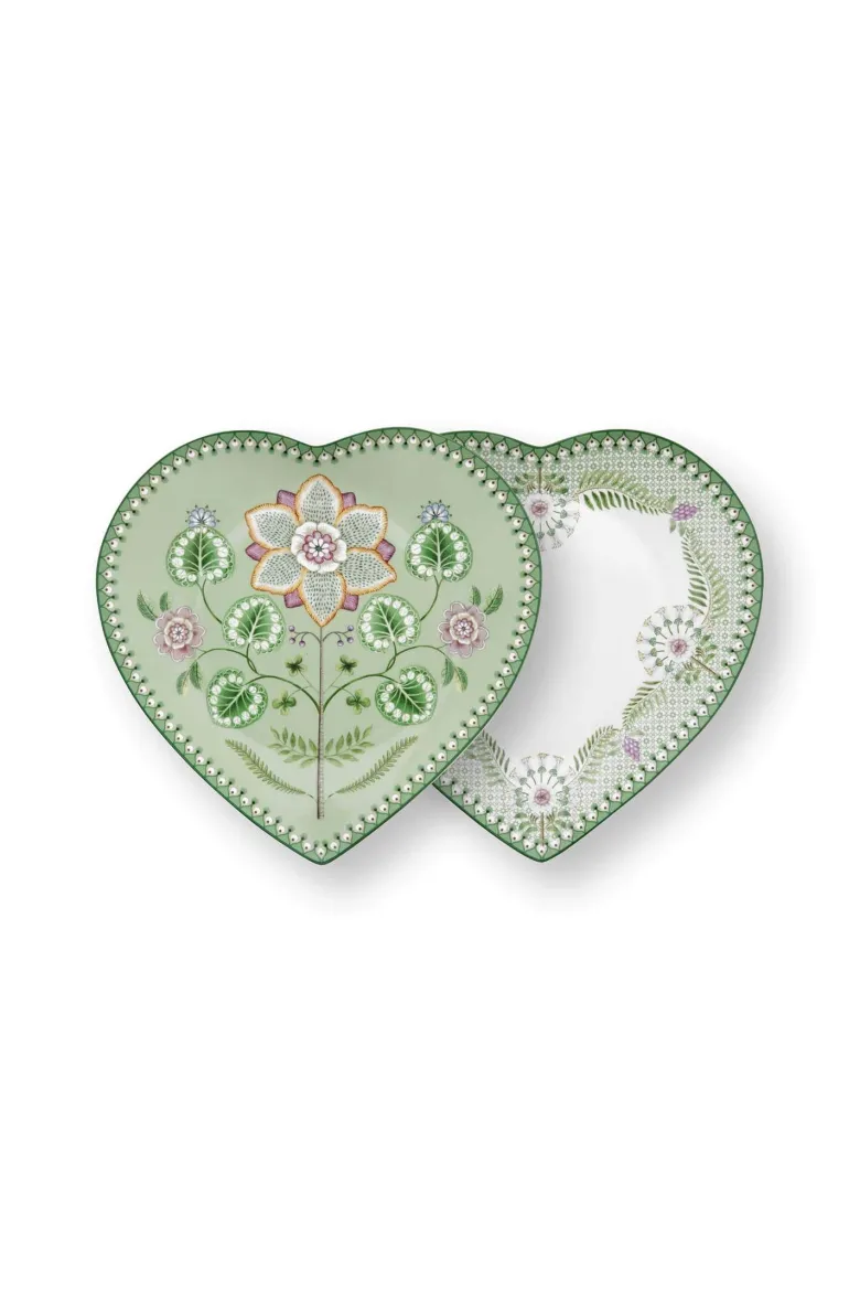Set/2 Herz Form Teller Lily&Lotus Hell Grün 21.5cm