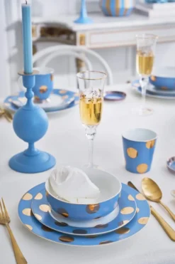Set/2 Schalen Dot Delight Hellblau/Gold 20cm