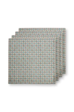 Set/4 Servietten Blooming Tales Bustani Khaki/Blau