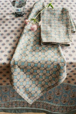 Set/4 Servietten Blooming Tales Bustani Khaki/Blau