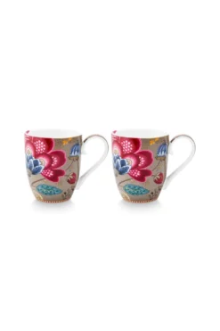 Set/2 Tassen Blooming Tales Fantasy Khaki 450ml