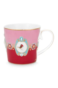 Set/2 Tassen Groß Love Birds Medallion Rot-Rosa