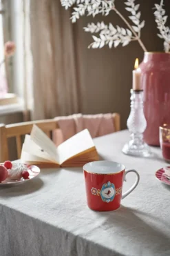 Set/2 Tassen Groß Love Birds Medallion Rot
