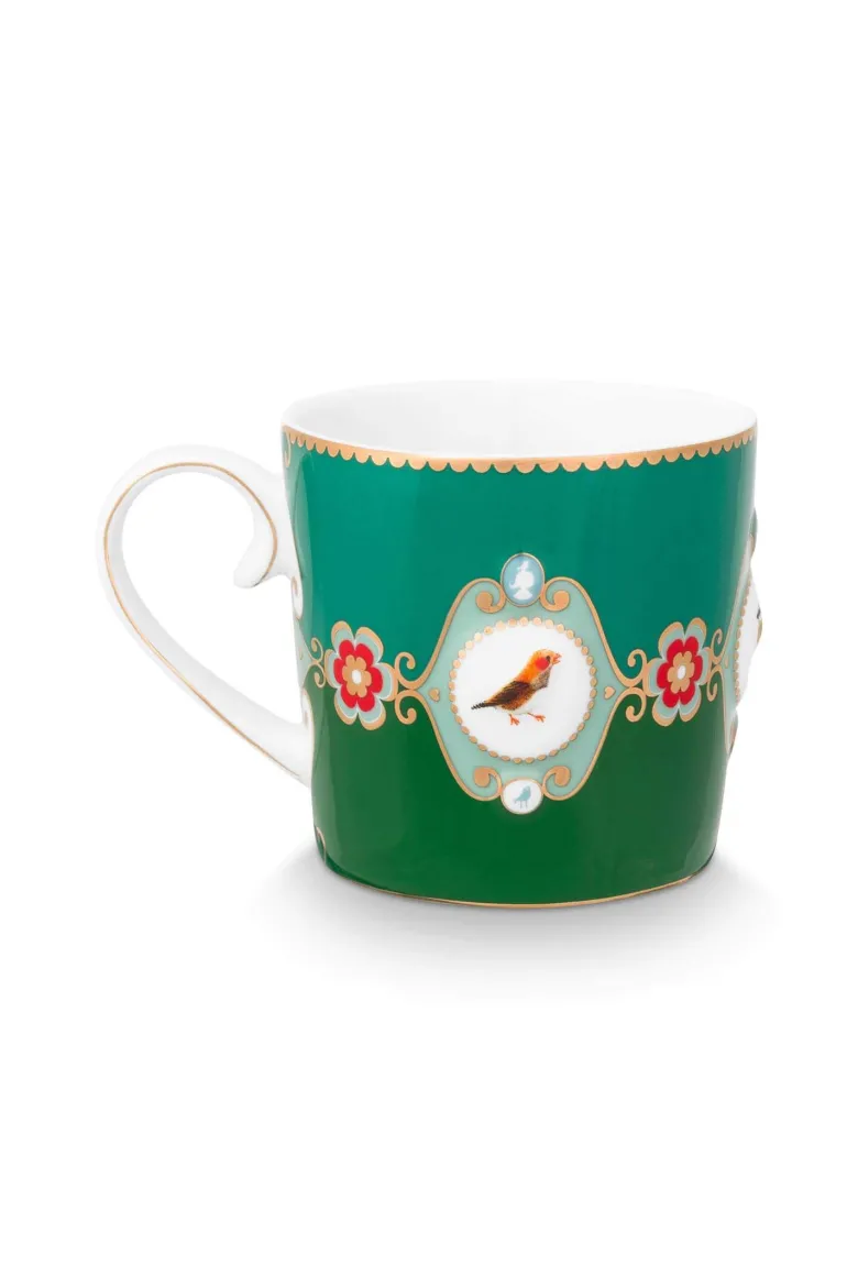 Set/2 Tassen Groß Love Birds Medallion Emerald-Grün