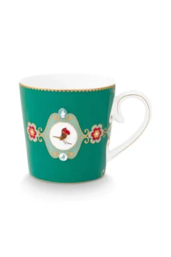Set/2 Tassen Groß Love Birds Medallion Emerald-Grün