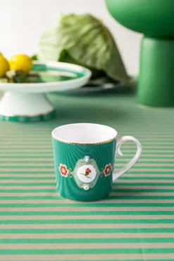 Set/2 Tassen Groß Love Birds Medallion Emerald-Grün