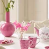 Set/2 Tassen Gross Jolie Blumen Rosa