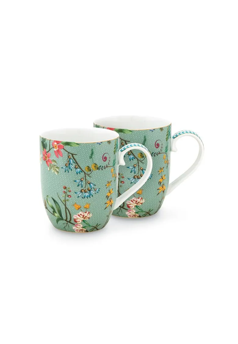 Set/2 Tassen Klein Jolie Blumen Blau