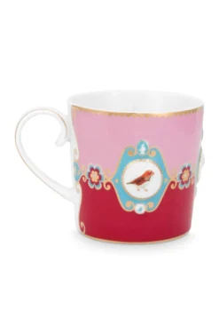 Set/2 Tassen Klein Love Birds Medallion Rot-Rosa