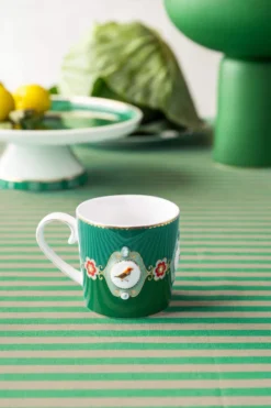 Set/2 Tassen Klein Love Birds Medallion Emerald-Grün