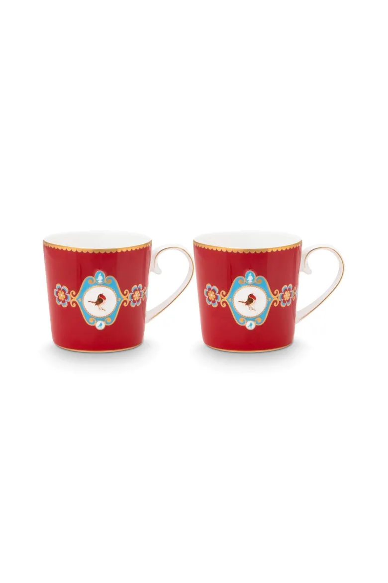 Set/2 Tassen Klein Love Birds Medallion Rot