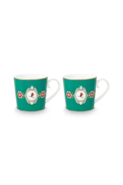 Set/2 Tassen Klein Love Birds Medallion Emerald
