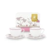 Set/2 Tassen & Untertassen Jolie Punkte Gold Rosa