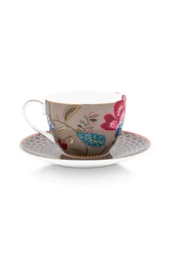 Set/2 Tasses et Soucoupes Blooming Tales Fantasy Khaki 300ml