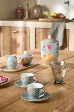 Set/2 Tasses et Soucoupes à Expresso Blooming Tales Blau 120ml