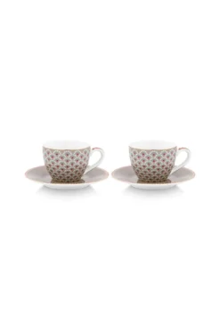 Set/2 Tasses et Soucoupes à Expresso Blooming Tales Khaki 120ml