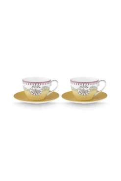 Set/2 Tasses et Soucoupes Lily&Lotus Tiles Gelb 300ml