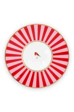 Set/2 Tasse & Untertasse Love Birds Medallion Rot-Rosa