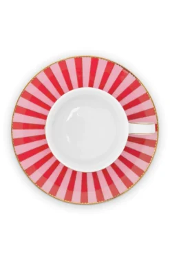 Set/2 Tasse & Untertasse Love Birds Medallion Rot-Rosa