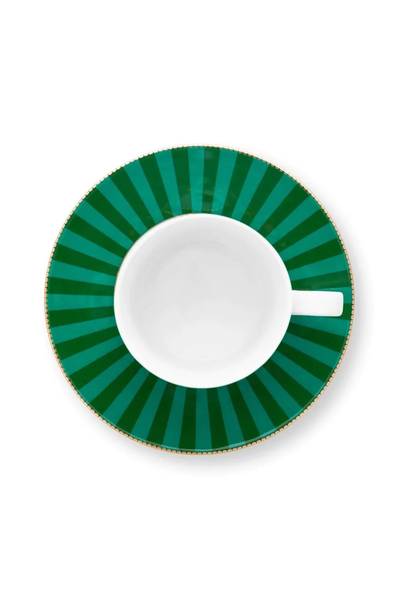 Set/2 Tasse & Untertasse Love Birds Medallion Emerald-Grün
