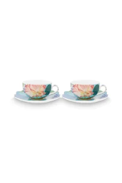 Set/2 Tee Tasse & Untertasse Royal Flowers 250ml