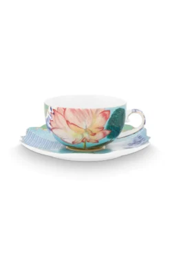 Set/2 Tee Tasse & Untertasse Royal Flowers 250ml