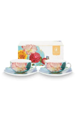 Set/2 Tee Tasse & Untertasse Royal Flowers 250ml