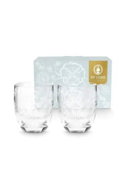 Set/2 Wassergläser Blume Weiss