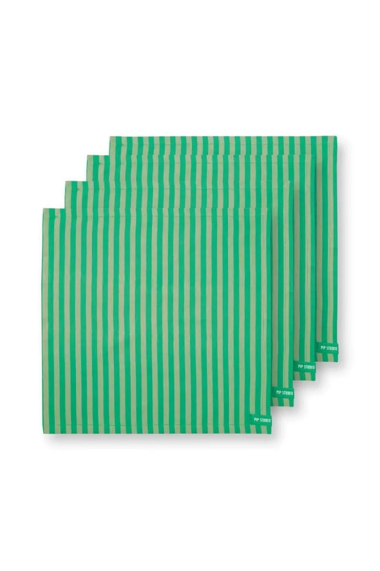 Stripes Set/4 Servietten Grün