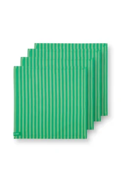 Stripes Set/4 Servietten Grün