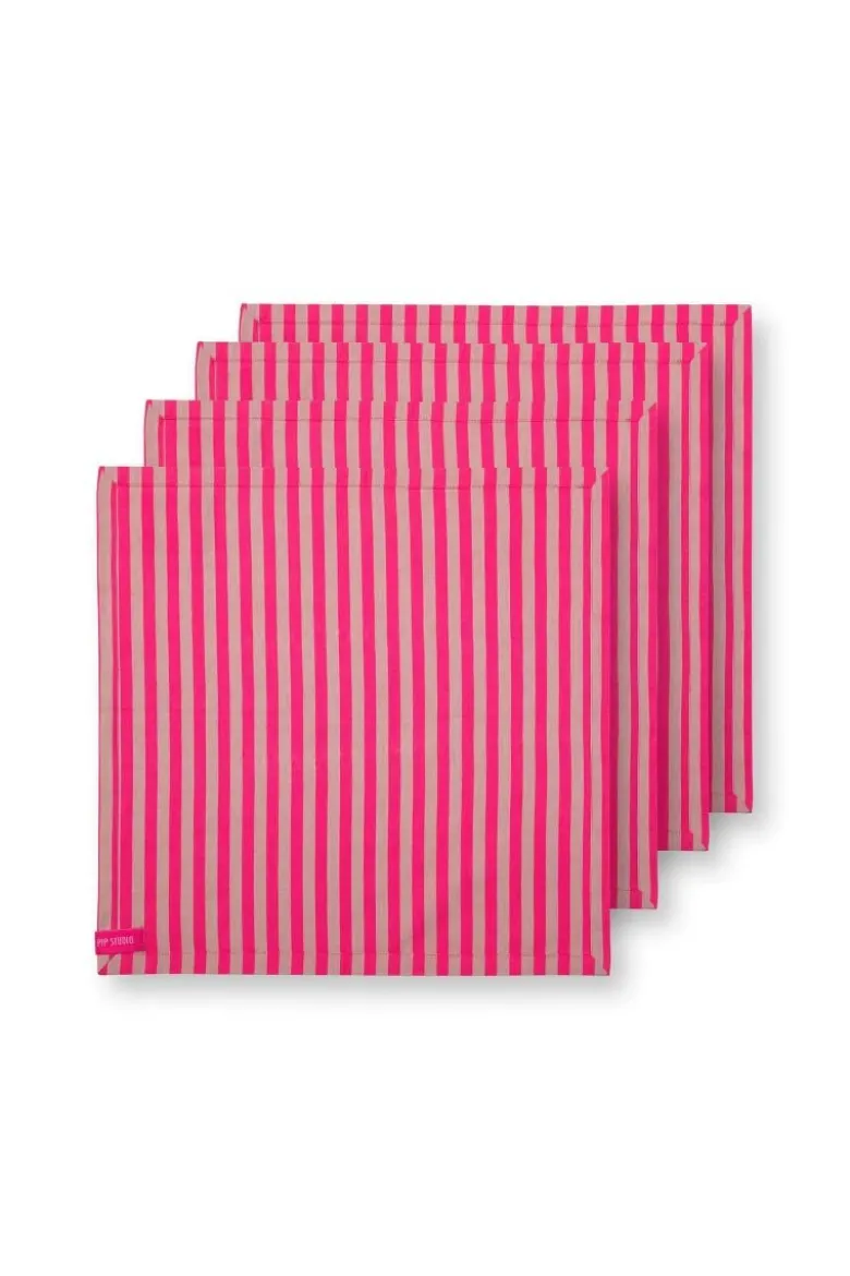 Stripes Set/4 Servietten Rosa
