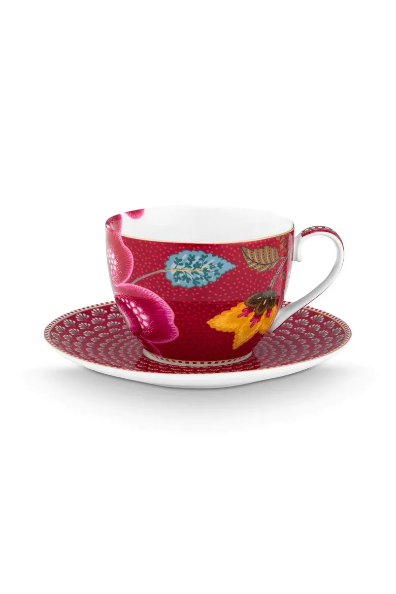 Tasse & Untertasse Blooming Tales Fantasy Dunkelrot 300ml