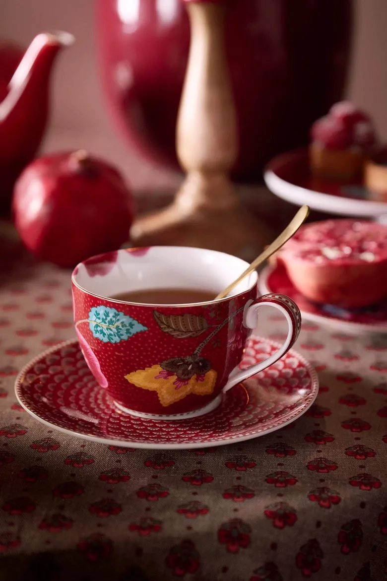 Tasse & Untertasse Blooming Tales Fantasy Dunkelrot 300ml