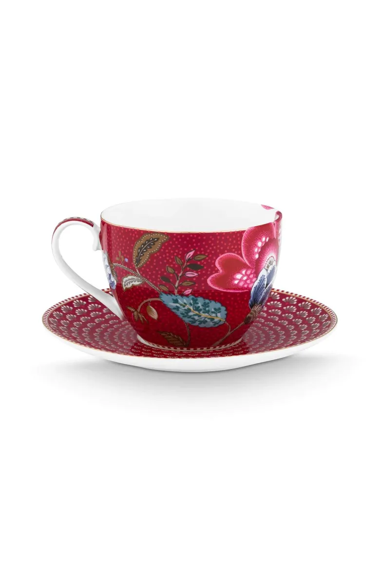 Tasse & Untertasse Blooming Tales Fantasy Dunkelrot 300ml