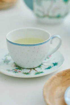 Tasse & Untertasse Jolie Punkte Gold Blau