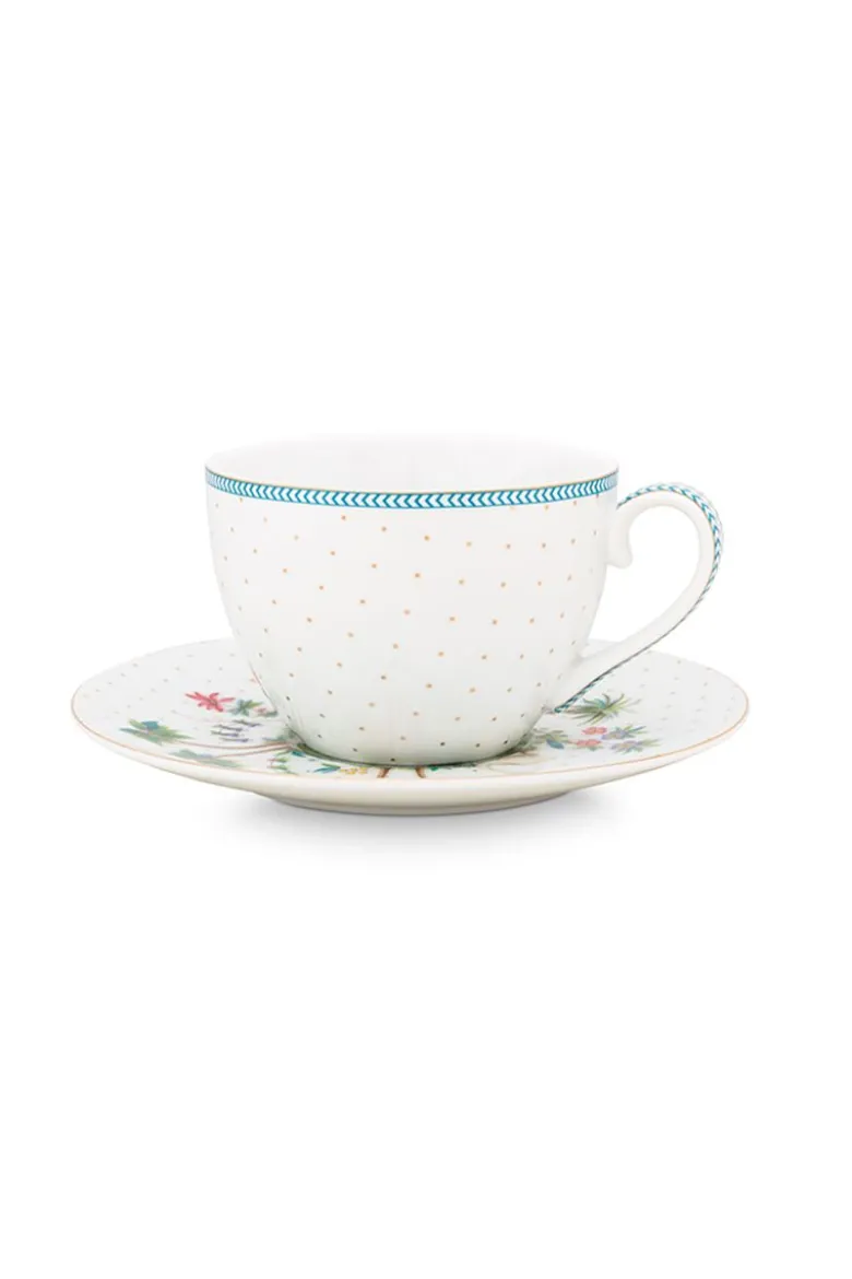 Tasse & Untertasse Jolie Punkte Gold Blau