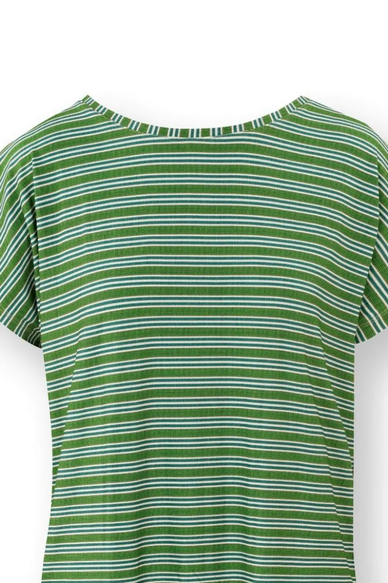 Tatum Top Kurze Ärmeln Kente Stripe Grün