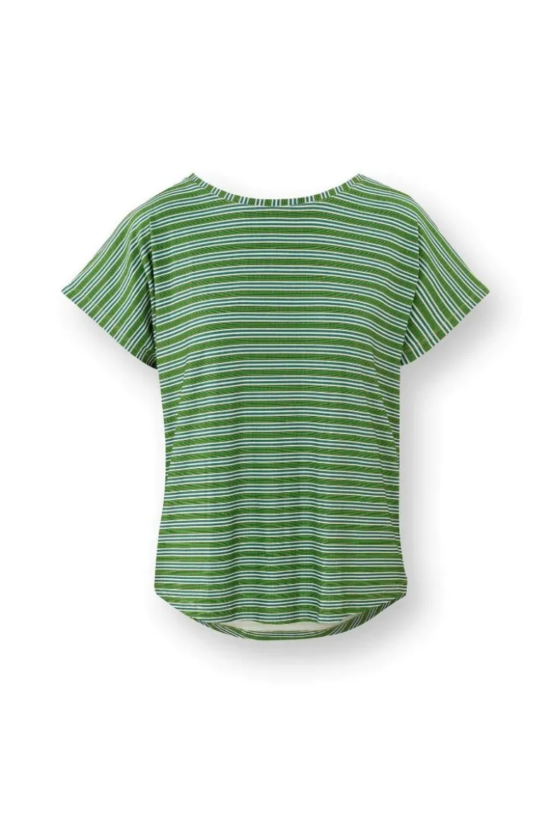 Tatum Top Kurze Ärmeln Kente Stripe Grün