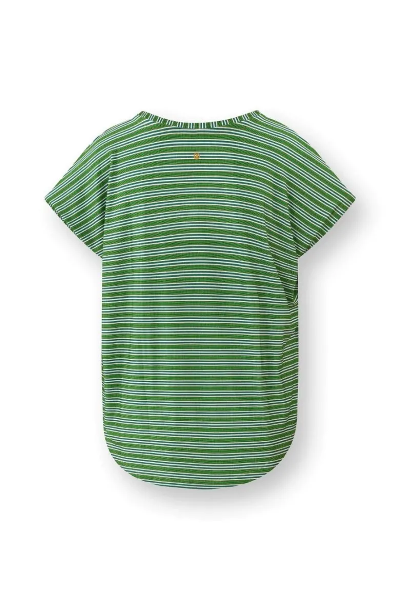 Tatum Top Kurze Ärmeln Kente Stripe Grün