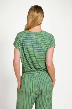 Tatum Top Kurze Ärmeln Kente Stripe Grün
