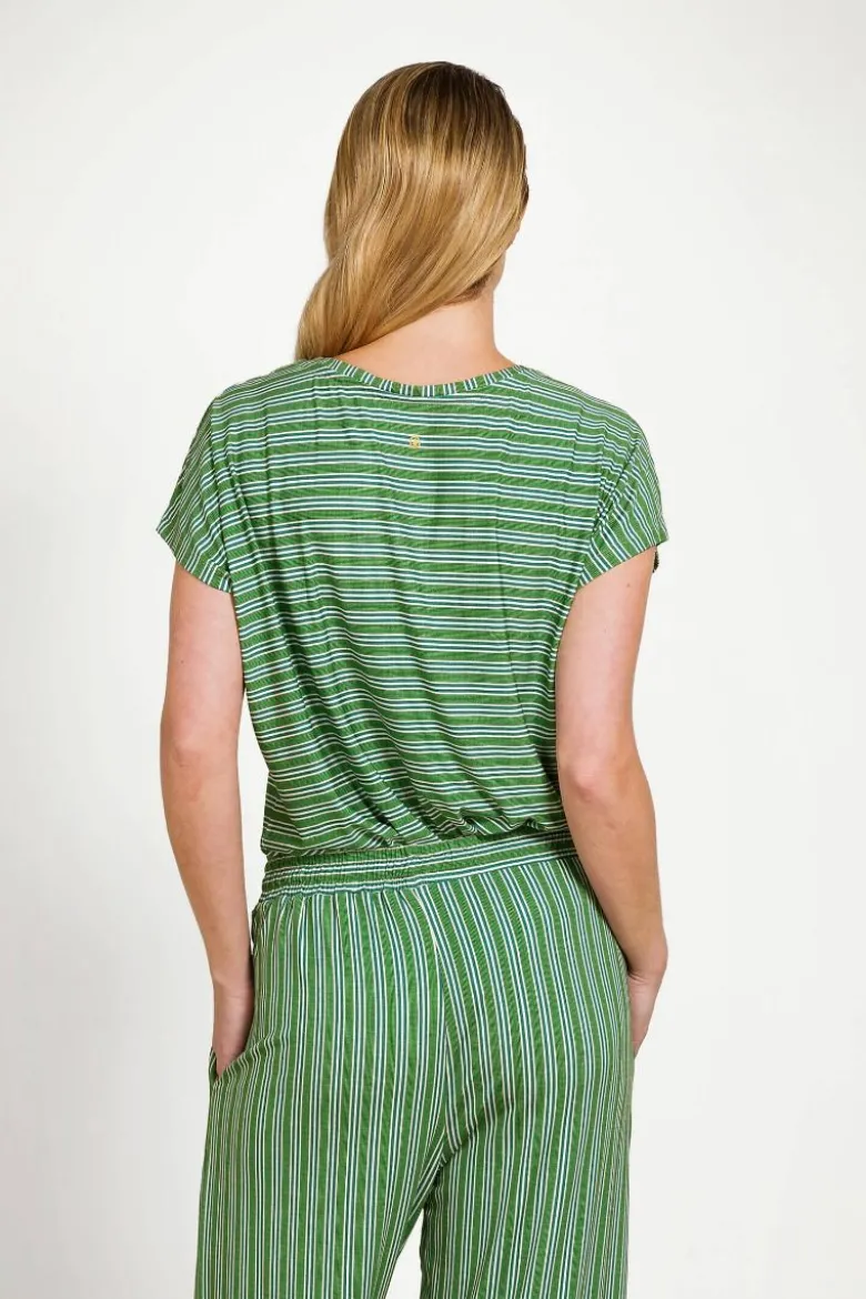 Tatum Top Kurze Ärmeln Kente Stripe Grün