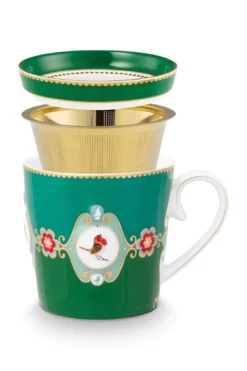 Tea for One Love Birds Medallion Emerald-Grün
