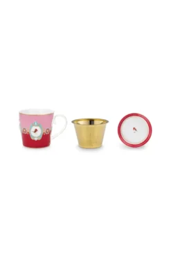 Tea for One Love Birds Medallion Rot-Rosa